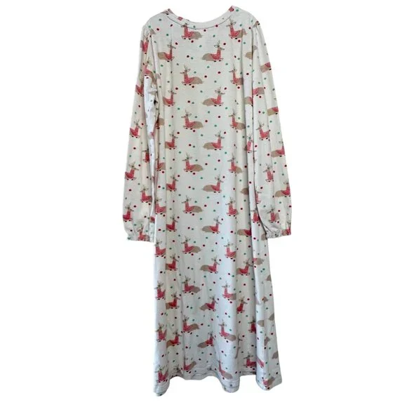 MINI BODEN Reindeer Nightgown 11-12Y 152 Red Holiday Print Christmas Nightie - Picture 2 of 7